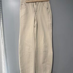Free People Cream Straight Leg Jeans Relaxed Fit
